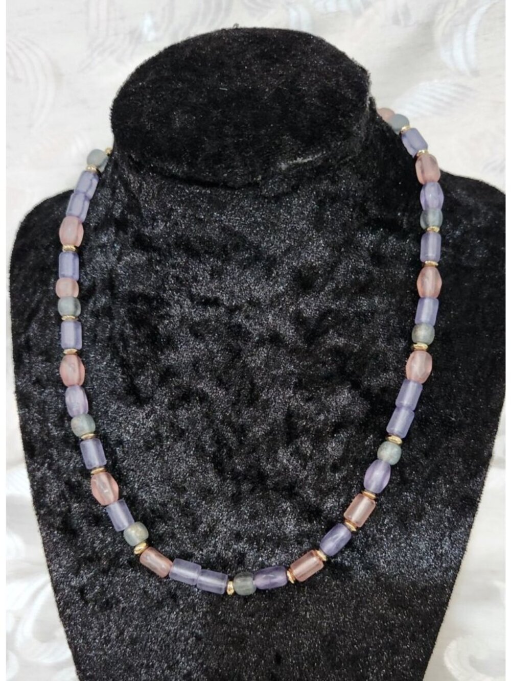 Liz Claiborne Natural Collection Translucent Bead Necklace Adjustable Gold-Tone